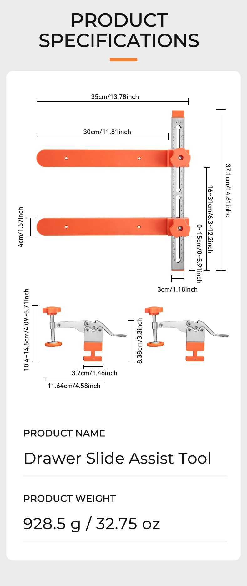Schéma des spécifications dimensionnelles du produit